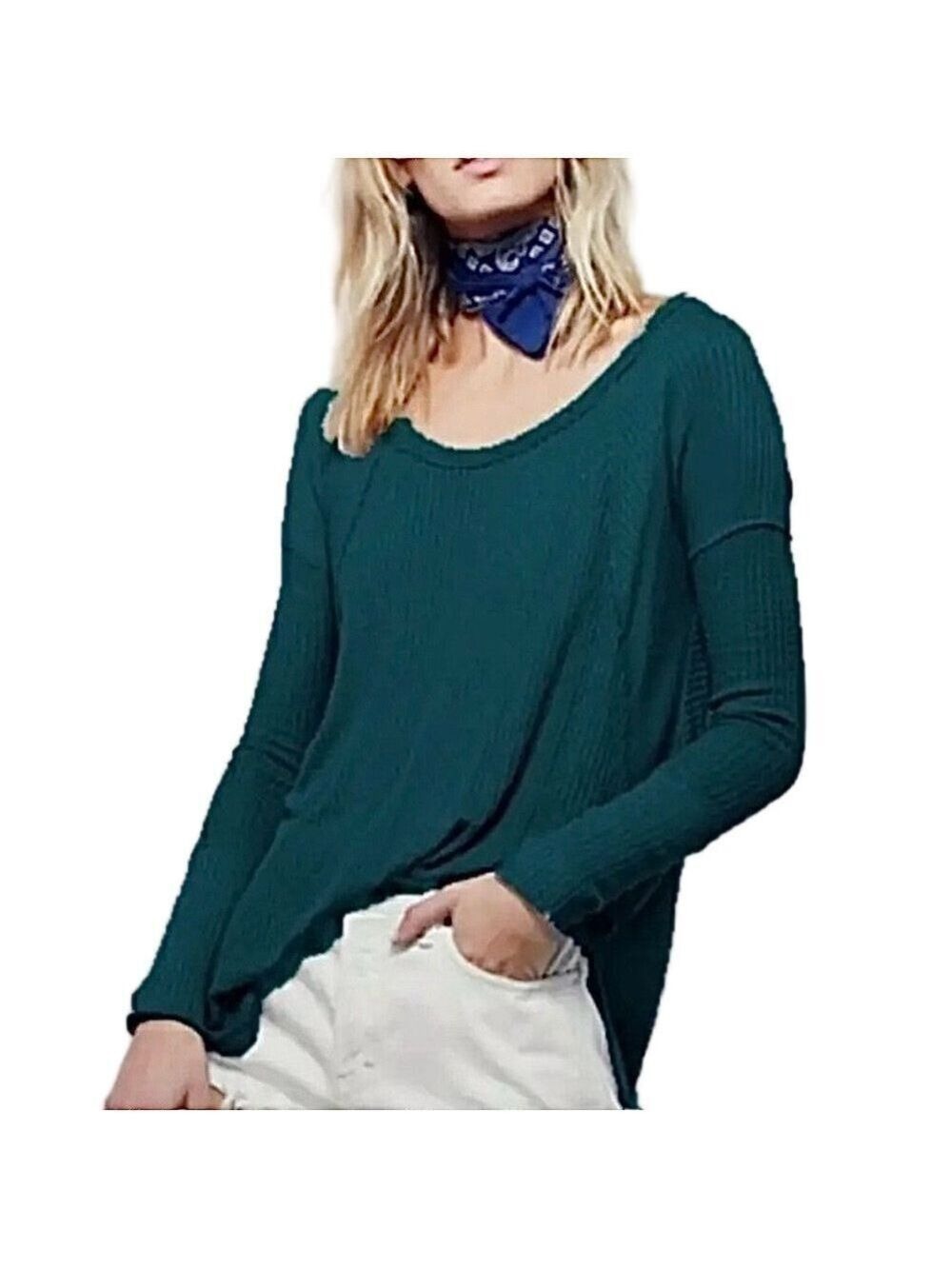 ☀️ FREE PEOPLE ‘Ventura’ Thermal High Low Waffle Knit Tunic